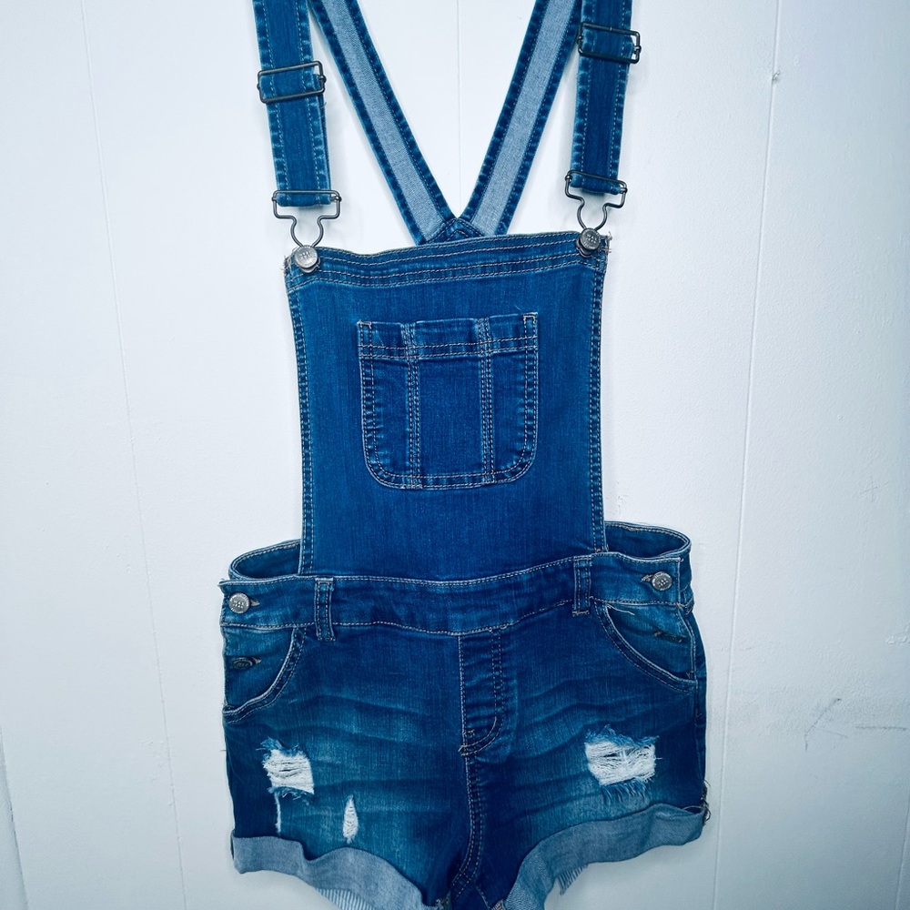 Wax Jean Blue Distressed Denim Overalls